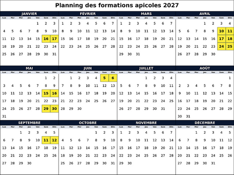 Planning des stages de formation en apiculture 2027